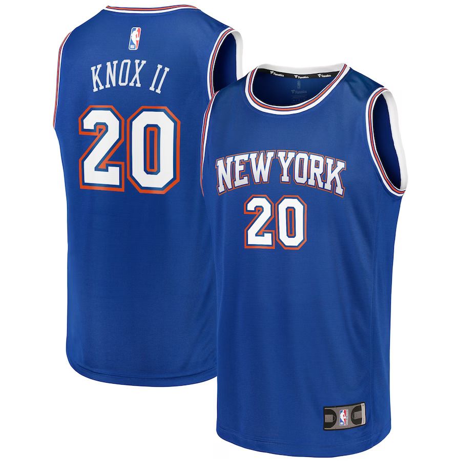 Men New York Knicks #20 Kevin Knox Fanatics Branded Royal Fast Break Team Replica NBA Jersey